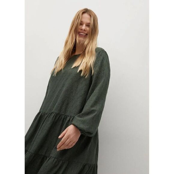 Violeta by Mango - Flared Short Dress Dark Green babydoll in 3XL - Picture 4 of 10